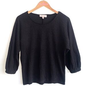 (BN49) Philosophy black 3/4 sleeved textured top, size small
